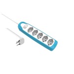 Steckdosenleiste 5xT13, mit Schalter, Blau, Silikon Cover, 2m, Kinderschutz