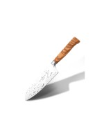 Schwertkrone Couteau de cuisine Santoku 16 cm en bois d'olivier Argenté/Brun