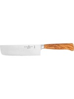 Schwertkrone Couteau Nakiri forgé en bois d'olivier Argenté/Brun