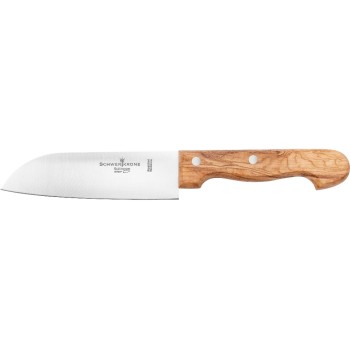 Schwertkrone Couteau de cuisine Santoku en bois d'olivier - 15 cm Argenté/Brun Schwertkrone Couteau de cuisine Santoku en bois d'olivier - 15 cm Argenté/Brun