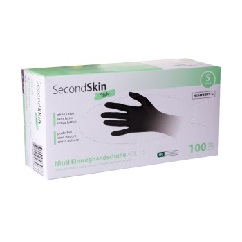 SecondSkin Nitril-Handschuhe S, schwarz, 100 Stk SecondSkin Nitril-Handschuhe S, schwarz, 100 Stk