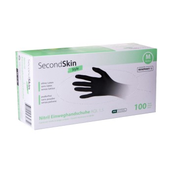 SecondSkin Nitril-Handschuhe M, schwarz, 100 Stk SecondSkin Nitril-Handschuhe M, schwarz, 100 Stk
