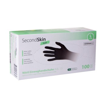 SecondSkin Nitril-Handschuhe L, schwarz, 100 Stk SecondSkin Nitril-Handschuhe L, schwarz, 100 Stk