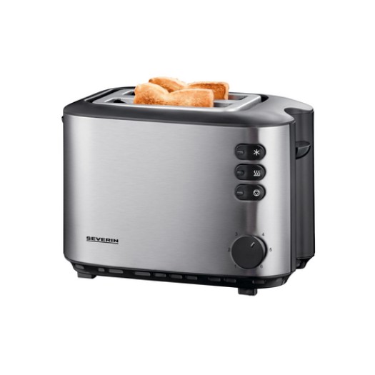 Severin Automatik-Toaster argent-noir, mit integriertem Brötchen-Röstaufsatz