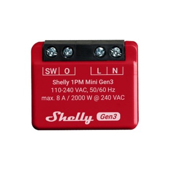 Shelly 1 PM mini Gen3 WiFi-Switch, WLAN Schalt-Messaktor, 8 A, Bluetooth