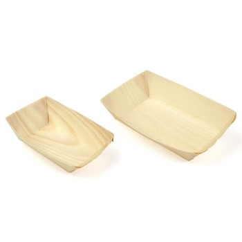 Sier Schälchen Holz rechteckig FSC, 50 Stück, 90 x 60 x 20 mm