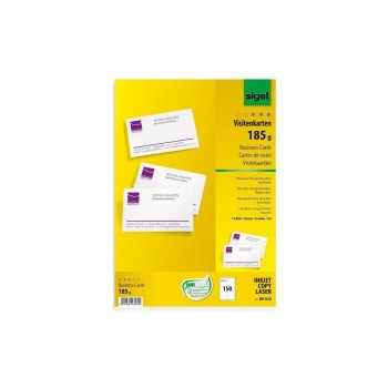 Sigel Visitenkarten 3C hochweiss 85x55mm, Edelkarton (ink/Laser/Copy), 185g,150Stk Sigel Visitenkarten 3C hochweiss 85x55mm, Edelkarton (ink/Laser/Copy), 185g,150Stk