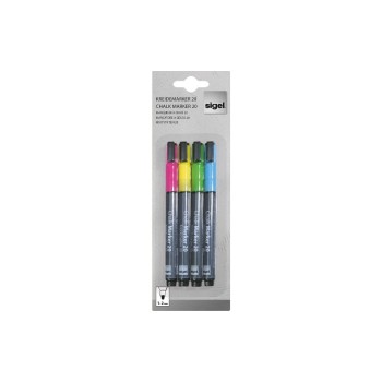 Sigel Kreidemarker 20 bund, Rundspitze 1-2mm, pink/jaune/grün/bleu