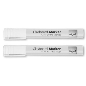 Sigel Marqueur pour tableau en verre Weiss 2 pièces