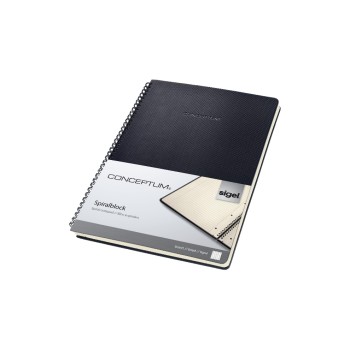 Sigel Bloc-notes à spirale A4 160 feuilles, lignées, noir Sigel Bloc-notes à spirale A4 160 feuilles, lignées, noir