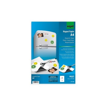 Sigel Magnetic paper for inkjet, A4, 5 sheets with magnetic back, white Sigel Magnetic paper for inkjet, A4, 5 sheets with magnetic back, white