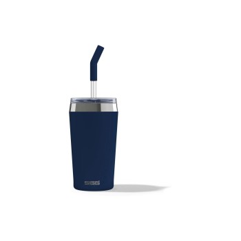 SIGG Thermobecher Helia, 0.45L, Edelstahl, Halm, Darkblue