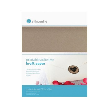 Silhouette Bedruckbares Kraftpapier, Set mit 8 Stück, selbstklebende Rückseite Silhouette Bedruckbares Kraftpapier, Set mit 8 Stück, selbstklebende Rückseite