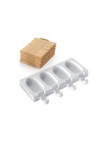 Silikomart Eisform mini Classic, 4 Mulden samt Holzstäbchen und Rezept