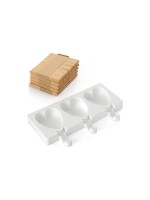 Silikomart Eisform mini Herz, 3 Mulden samt Holzstäbchen und Rezept