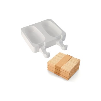 Silikomart Eisform Classic, 2 Mulden samt Holzstäbchen und Rezept
