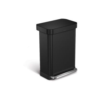 Simplehuman Treteimer 55L, black  matt, with Pedal, Edelstahl, 65.5x47x36 cm (HxBxT)