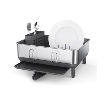 Simplehuman Abtropfgestell,silver gebürstet, Edelstahl, Auslauf, Gummifüsse