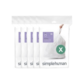 Simplehuman Sacs poubelle Code X, 80 l, 5 x 20 pièces