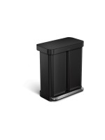 Simplehuman Doppelkammer, 58L (34+24L), Edelstahl, 56x66x36 cm, black  matt