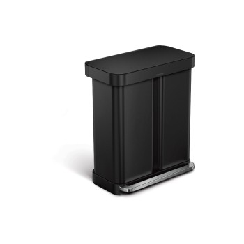 Simplehuman Doppelkammer, 58L (34+24L), Edelstahl, 56x66x36 cm, Schwarz matt