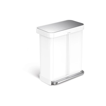Simplehuman Doppelkammer, 58L (34+24L), Edelstahl, 56x66x36 cm, white