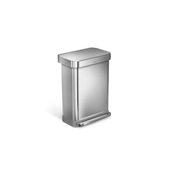 Simplehuman Rechteckiger Treteimer 55L, FAS gebürsteter Edelstahl