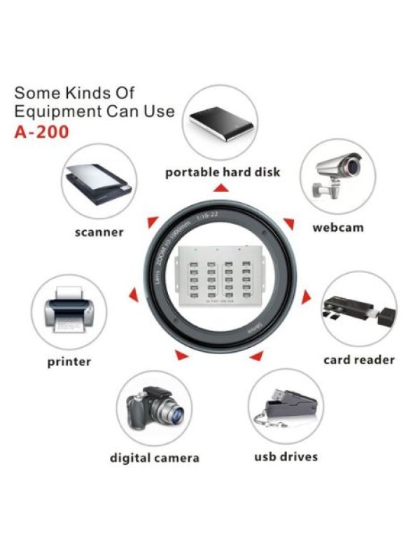 HUB USB 20 ports, 20x USB 2.0 avec charge, qualité industrie, boîtier métal, 90 watts
