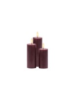 Sirius LED-Kerzen Sille 3er Set, Bordeaux, aufladbar, 3x1LEDs, D 5cm