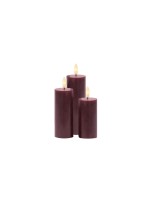 Sirius Set de bougies LED Sille, 10/12.5/15cm,Bordeaux,Rechargeable