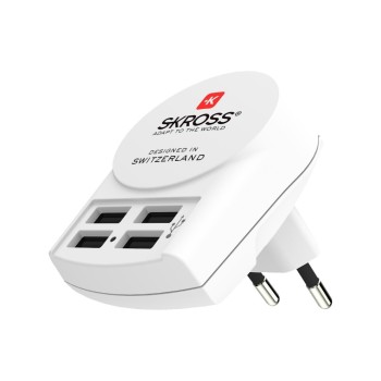 SKROSS Euro USB Charger 4 Port front, 5V - 4800mA shar, 100-250V Eingangsspannung SKROSS Euro USB Charger 4 Port front, 5V - 4800mA shar, 100-250V Eingangsspannung