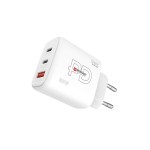 SKROSS Chargeur mural USB GaN EU, 2x USB-C, 1x USB-A, 65 W, blanc