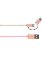 SKROSS 2in1 Charge'n Sync Rose Gold, Steel Line, for MicroUSB and Lightning