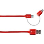 SKROSS Câble métallique USB 2.0 USB A - Micro-USB B/Lightning 1 m