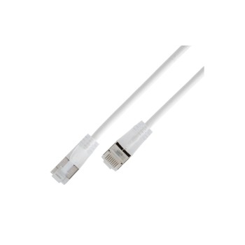 SLIM Patchkabel: U/FTP, 1m, weiss, Cat.6A, LSOH, AWG28, transluzid, 3.6mm