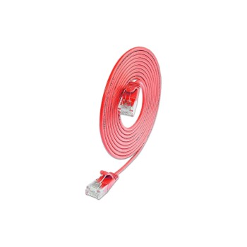 SLIM Patchkabel: U/UTP, 10cm, rot, Cat.6A, LSOH, Klinke nicht brechbar, 3.6mm