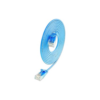 SLIM Patchkabel: U/UTP, 15cm, blau, Cat.6A, LSOH, Klinke nicht brechbar, 3.6mm