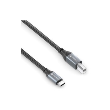 Sonero USB-C - USB-B cable, 5.0m, Nylon Mantel, USB 2.0, 480Mbps