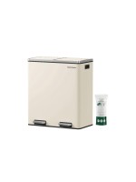 Songmics Treteimer 2x30 Liter, Creme, 58.5x36x65 cm, Stahl, ABS,