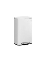 Songmics Treteimer 50 Liter, Weiss, 43.2x37.1x63.2 cm, Stahl, Kunststoff
