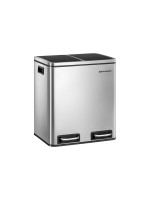 Songmics Treteimer 2x15 Liter, Silber, 30 Liter, 41x36x47 cm, Stahl, Kunststoff