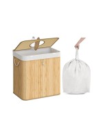 Songmics Wäschekorbaus Bambus, 50.5x40.5x61 cm (LxBxH), Bambus, MDF
