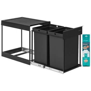 Songmics Abfalleimer ausziehbar, black , 48.6x32.7x44 cm, Stahl, Kunststoff Songmics Abfalleimer ausziehbar, black , 48.6x32.7x44 cm, Stahl, Kunststoff
