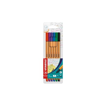 STABILO point 88 6er Etui, Farben: vert, rouge , bleu, noir, violett, STABILO point 88 6er Etui, Farben: vert, rouge , bleu, noir, violett,