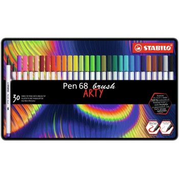 STABILO Pen 68 brush ARTY Étui métallique de 30 pièces STABILO Pen 68 brush ARTY Étui métallique de 30 pièces