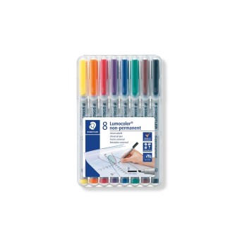 Staedtler Feutre pour transparent Lumocolor 312 Jeu de 8, solubles dans l'eau