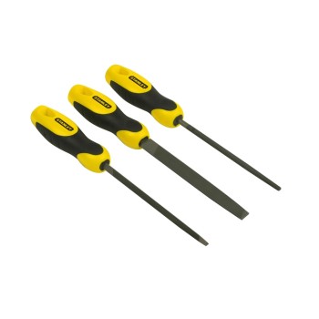 Stanley Ensemble de 3 limes de 150mm, plate, ronde, et demi-ronde Stanley Ensemble de 3 limes de 150mm, plate, ronde, et demi-ronde