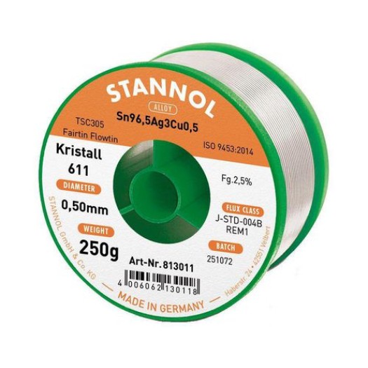 Stannol Étain à braser Kristall 611 TSC Ø 0.5 mm 250 g