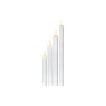 Star Trading Set de bougies LED sur tige Dîner Flamme Ø 2.1x28.5 cm, Blanc, 4 pcs