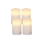 Star Trading Set de bougies LED Pilier Mai Ø 7.5 x 12.5 cm, Blanc, 4 pc